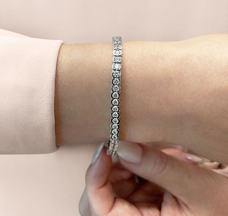 5 ct. Diamond Half Bezel Tennis Bracelet-VIRABYANI